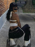 Fashionkova Y2K Sexy Backless Summer Crop Top Women Hollow Out White Sleeveless Bandage Halter Tank Tops Streetwear Cami 90s Spring Style 2025