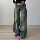 Fashionkova party look inspos Vintage Washed Loose Fit Jeans Casual Denim Pants For Women Streetwear Pockets Straight Trousers Summer Bottom Clothing