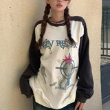 Fashionkova Vintage Contrast Color Splice Sweatshirt