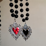 Fashionkova Goth Punk Retro Red Heart Pendant Necklace For Women Men Trendy Unisex Choker Charm EMO Jewelry Harajuku Y2k Accessories Gift