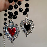 Fashionkova Goth Punk Retro Red Heart Pendant Necklace For Women Men Trendy Unisex Choker Charm EMO Jewelry Harajuku Y2k Accessories Gift