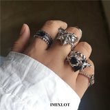 Fashionkova Kpop Gothic Y2K Kpop Irregular Punk Vintage Thorns Heart Star Cross Ring For Women Men Party Grunge 90s EMO Jewelry Accessories
