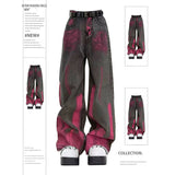 Fashionkova Women Black Gray Jeans Harajuku Vintage Y2k Baggy Tie-Dyed Denim Trousers Harajuku Cowboy Pants 90s Trashy Punk 2000s Clothes
