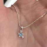 Fashionkova Kpop Shiny Zircon Blue Crystal Star Pendant Charm Necklace For Women Girls Aesthetic Y2K EMO Vintage Jewely Accessory Wholesale