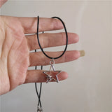 Fashionkova Punk Star Pendant Chain Necklace For Men Women Hip Hop Cool Beads Neck Y2K Jewelry