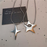 Fashionkova Stainless Steel Star Pendant Charm Necklace For Women Men Grunge Cyber Y2K Fairycore Subversive Archive Punk Choker Jewelry