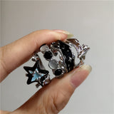 Fashionkova New Kpop Gothic Punk Retro Irregular Geometric Star Heart Ring For Women Girl Aesthetic Grunge Jewelry Y2k 2000s EMO Accessories