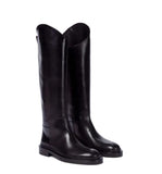 Fashionkova European and American Autumn and Winter Fashionable Round Toe Knee Length Flat Leather Boots, Size 34-46 Women's Knight Boots