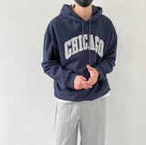 Fashionkova  No. 5421 DARK BLUE CHICAGO LETTERED HOODIE