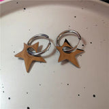 Fashionkova Stainless Steel Spiral Vortex Star Hollow Thorns Love Heart Pendant Hoop Earrings For Women Men Fashion Cool Punk Rock Jewelry