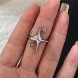 Fashionkova Goth Punk Retro Red Crystal Love Heart Cross Geometry Irregular Open Ring Set Y2K Halloween Accessories For Women Kpop Jewelry