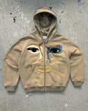 Fashionkova American High Street Fashion Brand Y2k Cartoon Embroidery Oversized Hoodie Men Street Retro Hip-hop Casual Zipper Hoodie  Women