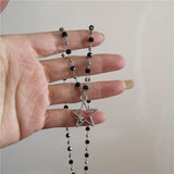 Fashionkova Punk Star Pendant Chain Necklace For Men Women Hip Hop Cool Beads Neck Y2K Jewelry