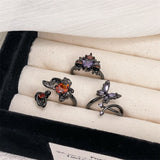 Fashionkova Gothic Y2K  Vintage Crystal Zircon Love Butterfly Open Metal Ring For Women Party Grunge EMO Accessories Gift