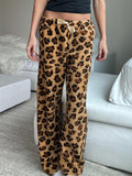 Fashionkova party outfit  Rockmore Leopard Plush Pants Women Vintage Print Loose Straight Trouser Winter Casual Baggy Female Fleece Floor Length Pants y2k