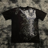 Fashionkova 2000s Short Sleeve Tapout Hip Hop Skulls Letter Graphic t shirts Men Clothes Casual Gothic Streetwear Goth Cotton Oversized Tops