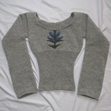 FashionKova-Millennial Fall Vintage Women's knitted Sweater Long sleeve knitted T-shirt Casual off-the-shoulder Fashion Slim Fit T-shirt Emo