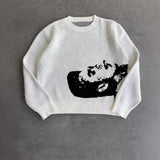 FashionKova-Winter Y2K Europe and the United States top male and female portrait print pullover Harajuku sweater unisexes aesthetic hip hop