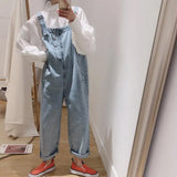 Fashionkova  Party Outfit  2025 New Korean Streetwear Denim Jumpsuit Women Loose Cute Jumpsuits Casual Fashion Girls Maxi Blue Jeans Overalls S-2XL