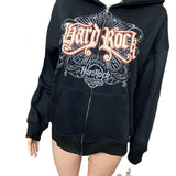 Fashionkova Hard Rock Graphic Zip Up Hoodie