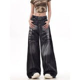 Fashionkova party outfit  2024 Autumn Women Jeans Oversize Hip-hop Fashion Vintage Streetwear Y2K 90s Wide Leg Jean High Waist Trouser Baggy Denim Pants