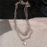 Fashionkova Kpop Y2K Trendy Star Moon Cross Silver Color Choker Chain Necklace Pendant Neck For Women Men Charm Grunge Punk Fashion Jewelry