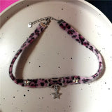 Fashionkova Y2K Cat Claw Star Heart Pendant Plush Leopard Bone Choker Charms Necklaces For Women Goth Aesthetic Accessories Grunge Jewelry