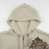 Fashionkova Vintage Floral Graphic Zip Up Hoodie