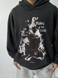 Fashionkova  Retro Graphics Hooded Men Tops Sweatshirt Loose Oversize Casual Pullover Vintage Streetwear Cotton Hoodies For Men
