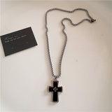 Fashionkova Gothic Trendy Y2K Black Cross Love Heart Pendant Rope Chain Necklace For Women Men Fashion Hip Hop Rave Gift Jewelry Accessories