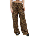 Fashionkova party outfit  Fashion Vintage Leopard Print Wide-leg Pants Women Casual High-waisted Trouser 2024 Spring Summer Office Lady Clothes Streetwear