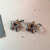 Fashionkova Punk Dangle Edgy Earrings Unique Detachable Stainless Steel Chunky Star Heart Moon Hoop Earrings For Women Men Statement Jewelry