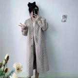 Fashionkova party look inspos Women Fur Cardigan Thickened Long 2024Autumn Winter V-neck Jacket Female Loose Simple Leisure With Buttons Casual Faux Fur Coat