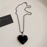 Fashionkova Gothic Punk Black Peach Heart Star Pendant Chain Necklace For Women Men Y2K Hip Hop Charm Trendy Jewelry Anniversary Accessories
