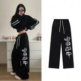 Fashionkova Party Outfit 2024 Spring Summer New Women Pants High Waist Drawstring Vintage Hip-hop Long Trousers Y2K Streetwear Women's Pants