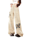 Fashionkova Butterfly Patch Wide-Leg Pants