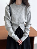 Fashionkova Cinched Waist Sweater for Women Pullovers Long Sleeve Mock Neck Plain Knitted Jumper with Zip Front Trendy Fall Winter Outfit Spring Style 2025