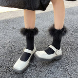 Fashionkova  Nye Outfit Y2k Women Feather Fur Middle Tube Socks Rose Pink Jk Lolita Socks Cotton Funny Cotton Socks Pile Cosplay Party Accessories