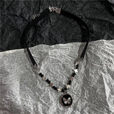 Fashionkova Kpop Y2k Vintage Butterfly Star Cross Pendant Rope Choker Necklace Goth Women Egirl Vintage Cute Punk Cool Grunge EMO Jewelry
