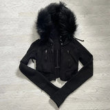FashionKova-vintage outfits Gothic Harajuku Y2K Womens Autumn Winter Fur Collar Hoodie Rock Punk Hip Hop Emo Girl Sweater Casual Cropped Cardigan Streetwear
