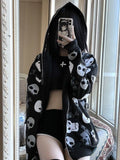 Fashionkova Party Outfit AltGoth Cyberpunk Y2k Sweatshirt Women Mall Goth Harajuku Skull Printed Long Sleeve Zipper Cardigan Hoodie Emo Alt Indie Clothes