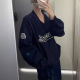 Fashionkova Vintage V-Neck Logo Embroidered Sweatshirt