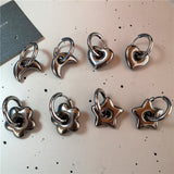 Fashionkova Stainless Steel Asymmetric Star Love Heart Hoop Earrings For Women Men Punk Hip Hop Trend Y2K Fashion Jewelry Scene Accessories
