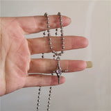 Fashionkova Punk Star Pendant Chain Necklace For Men Women Hip Hop Cool Beads Neck Y2K Jewelry