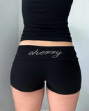 Fashionkova Y2K Women's Sports Summer Punk Rhine stone Alphabet Print Cute garbage High waists Clothing Gothic emo Girls slim street shorts Casual Outfit