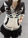 FashionKova-Kawaii Skulls Zip Up Sweater Punk Sexy Winter Vintage Clothes Women Gothic Sweet Girl Harajuku Long sleeves Femme Y2k Sweaters
