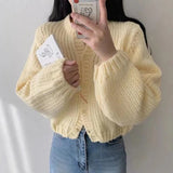 Fashionkova Gidyq Autumn Women Cardigan Sweater Fashion Korean All Match Loose Knitted Coats Casual Female Streetwear Cropped Jacket New ootd