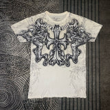 Fashionkova 2000s affliction American Retro T shirt Women Red Cotton Round Neck Washed Shirt Hip Hop Couple American Wear Goth T Shirts