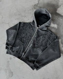 Fashionkova American Trend Y2K Streetwear Jacket Gothic Punk Embroidered Zipper Hoodie Men Harajuku Retro Casual Oversized Sweatshirt Women