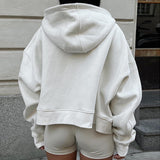 Fashionkova Number Embroidery Embellished Oversized Hoodie